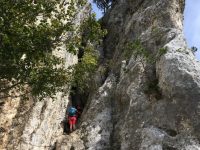 Via ferrata Hanselsteig pod žebříkem